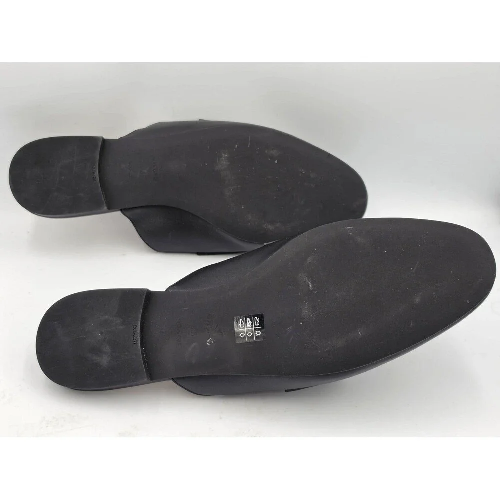 Coach Faye Loafer Chain Black Leather Mules Shoes Size 8.5 - Picture 6 of 6